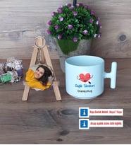 Sağlık Teknikeri Kupa Bardak Beyaz ve Fotoğraflı Ahşap Anahtarlık HediyeTıp Bayramı Hediyesi (Model 12)