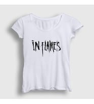 Presmono Kadın Sarı Logo V2 In Flames T-Shirt 84587tt (Beyaz)