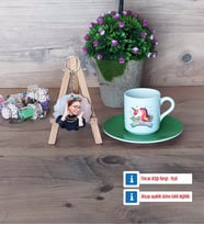 Unicorn Türk Kahvesi Fincanı Ahşap Altlıklı ve Fotoğraflı Ahşap Anahtarlık Hediye (Model 9)