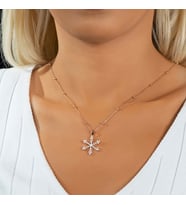 Opal Taşlı Toplu Kar Tanesi Gümüş Kolye (Rose)