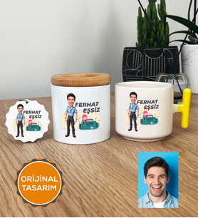 Kişiye Özel Karikatürlü Paramedik Hediye Seti T Kupa, Kalemlik, Anahtarlık Erkek Paramediğe Tıp Bayramı Hediyesi (Sarı)