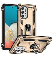 Samsung Galaxy A53 5G Uyumlu Kılıf Standlı Manyetik Yüzüklü Military Magnetic Ring Polycarbonate and TPU Case (Gold)