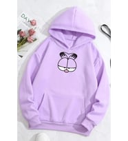 Unisex Garfield Baskılı Sweatshirt (Lila)