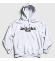 Presmono Unisex Gri Logo Anime Attack On Titan Kapüşonlu Sweatshirt 124251tt (Beyaz)