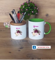 İsme Özel Doğum Günü Hediyesi Kalemlik, Kupa Bardak T Kişiye Özel Hediye (Model 14)