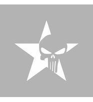 Yıldız Punisher Kurukafa Sticker siyah 20x20 CM (Beyaz)