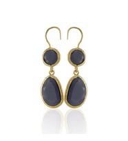 Kadir Jewellery 22 Ayar Altın Kaplama Kadın Taşlı Küpe -El İşçiliği Ve Hipoalerjenik Küpe (Mor)