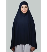 Hazır Türban Peçeli Pratik Eşarp Tesettür Nikaplı Hijab - Namaz Örtüsü Sufle (5XL) (Lacivert)
