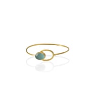 Kadir Jewellery 22 Ayar Altın Kaplama El İşçiliği Zirkon Taşlı Kadın Kelepçe Bilezik (Açık Mavi)