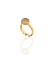 Kadir Jewellery 22 Ayar Altın Kaplama Zirkon Taşlı Kadın Minimal Yüzük (Turuncu)
