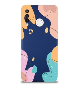 PrintiFy Huawei P 30 Lite Uyumlu Lansman Kılıf Karışık Renkler Tasarımlı İçi Kadife  Kapak (Lacivert)