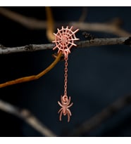 925 AYAR GÜMÜŞ SALLANTILI ÖRÜMCEK KÜPE (Rose)
