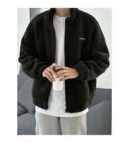 Oversize Peluş Tam Fermuarlı Sweatshirt Peluş İçi Polarlı Sherpa Kumaş Sweatshirt (Haki)