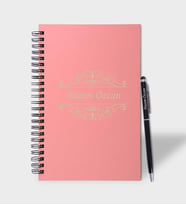 Kişiye Özel Renkli Ahşap Defter Kalem Seti (Pembe)