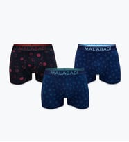 Malabadi Desenli Modal Erkek Boxer 3 Adet 3M252 (Siyah-Mavi)