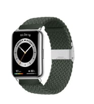 Sneezy Huawei Watch Fit 2 İle Uyumlu Metal Klips Solo Fiberlink Örgü Kordon (Haki)