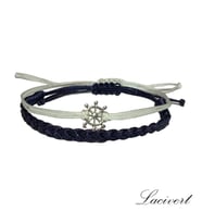 Handcraftedbyoz, Unisex, Paraşüt, Makrome El yapımı, Dümen 2'li Bileklik (Lacivert)
