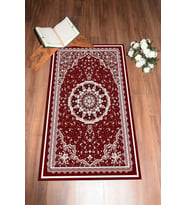 EVDEYA Dijital Baskılı Yıkanabilir Klasik Desen Hediyelik Namazlık Seccade 70x130, Seccade-40-gri, (Kırmızı)