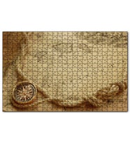 Cakapuzzle Eski Harita, Keten Halat ve Pusula Puzzle Yapboz MDF (Ahşap) (500 Parça)