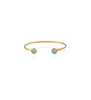 Kadir Jewellery 22 Ayar Altın Kaplama El İşçiliği Zirkon Taşlı Kadın Charm Bileklik (Açık Mavi)