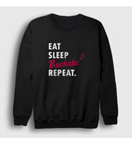 Presmono Unisex Beyaz Eat Sleep Bachata Repeat Hediye Dance Dansçı Sweatshirt 464193tt (Siyah)