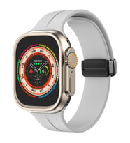 Apple Watch 49mm Ultra Seri Uyumlu Coastal Manyetik Tokalı Silikon Kordon (Gri)