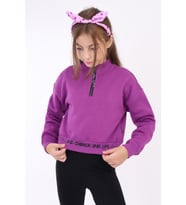 Toontoy Kız Çocuk Baskılı Sweatshirt (Mor)