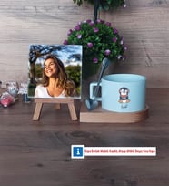 Tatlı Penguen Fotoğraflı Dekoratif Taş, Kupa Bardak Beyaz Hediye (Model 8)
