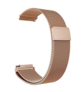 Oppo Watch 46mm 22mm Metal Tel Örgü Lüx Kordon + Metal Kordon Dönüştürücü (Rose)
