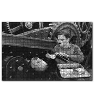 Cakapuzzle Çay Zamanı Charlie Chaplin 1889 Modern Times Filminde  Puzzle Yapboz MDF (Ahşap) (1000 Parça)