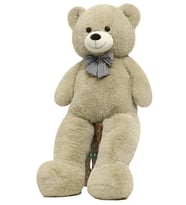 SOLE 120 cm Papyonlu Peluş  Ayı - Sevgiliye En Özel Hediye, % 100 Yerli ÜRETİM (Bej)