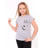 Toontoy Kız Çocuk Baskılı Tişört ( Gri-Melanj)