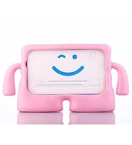 Apple iPad Air 5.Nesil ( 10.9"- 2022 ) Uyumlu Kılıf Case, Tutma Kollu ve Standlı Yumuşak Dokulu Ultra Koruyucu Çocuk Tablet Silikon Kılıf (Pembe)