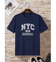 NYC Baskılı Unisex Oversize Tshirt (Lacivert)