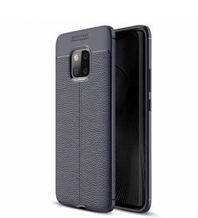 Microsonic Huawei Mate 20 Pro Kılıf Deri Dokulu Silikon (Lacivert)