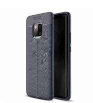 Microsonic Huawei Mate 20 Pro Kılıf Deri Dokulu Silikon (Lacivert)