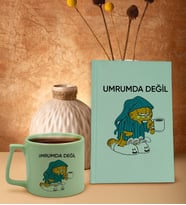BK Gift Esprili Tasarım Serisi Yeşil Sert Kapaklı Defter ve Middle Kupa Seti, Arkadaşa Hediye, Yeni İş Hediyesi, Doğum Günü Hediyesi (Model 12)