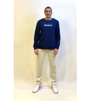 Süperlife Erkek Bisiklet Yaka 3 iplik Kalın Brooklyn Baskılı Sweatshirt SPR24sw29 (Lacivert)