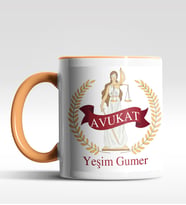Kişiye Özel Avukat Tasarımlı Siyah Kupa (Beyaz-Turuncu)