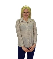 Kadın Brodeli Taşlı Bluz BGL-ST03720 (Bej)