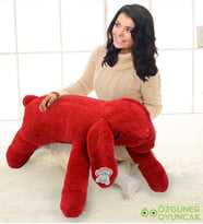 Özgüner 100 Cm Uyku Arkadaşı Sevimli Tavşan (%100 Yerli) (Kırmızı)