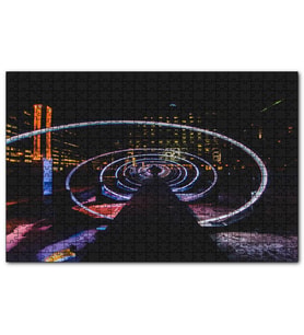 Cakapuzzle Neon Spiral Tünel ve Adam  Puzzle Yapboz MDF (Ahşap) (1000 Parça)