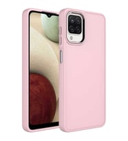 Galaxy A12 Kılıf Zore Luna Dışı Soft Yumuşak İçi Kadife Kılıf (Pembe)