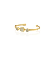Kadir Jewellery 22 Ayar Altın Kaplama Zirkon Taşlı Ayarlanabilir Vintage Bilezik (Beyaz)