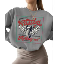 unisex Özel motosiklet Baskılı Sweatshirt kalın Bej Sweatshirt 3 iplik şardonlu erkek kadın (Gri)