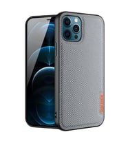 Dux Ducis Fino Serisi iPhone 12 Pro Max Kılıf Premium Dokuma Silikon Kılıf (Gri)