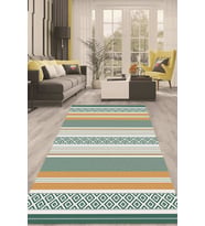 Dijital Kaymaz Taban Yıkanabilir Modern Renkli Salon Halısı Mutfak Halısı Yolluk ND-HT-1391 (Çok Renkli)