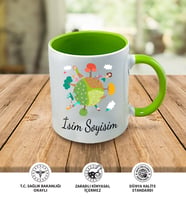 Anne Temalı Kişiye Özel İsim ve Fotoğraf Baskılı Kupa Bardak No:001 (Yeşil)