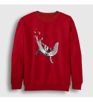 Presmono Unisex Beyaz Icarus Melek Falling Angel Sweatshirt 509602tt (Kırmızı)