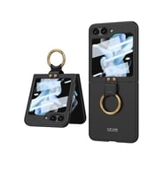 Galaxy Z Flip 5 Kılıf Kıpta Yüzüklü Flip Sert Kılıf (Siyah)